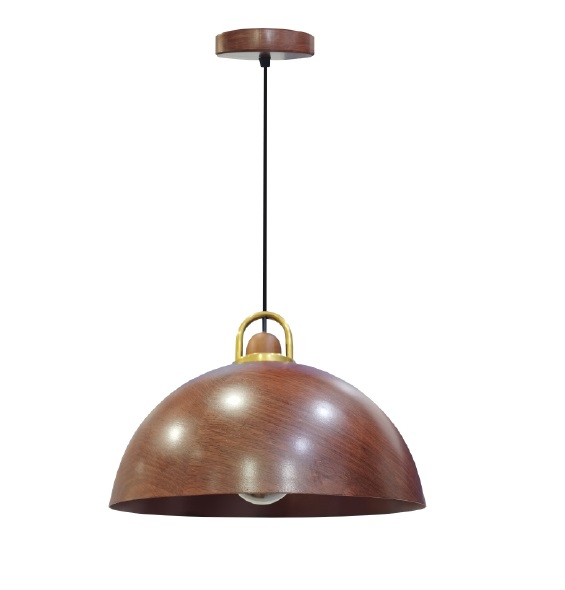 LAMPARA COLGANTE 60W E27 23.5 X 33 X 33 CM CUPULA COLOR NOGAL DORADO REF. 00108147 MARCA PIERROT