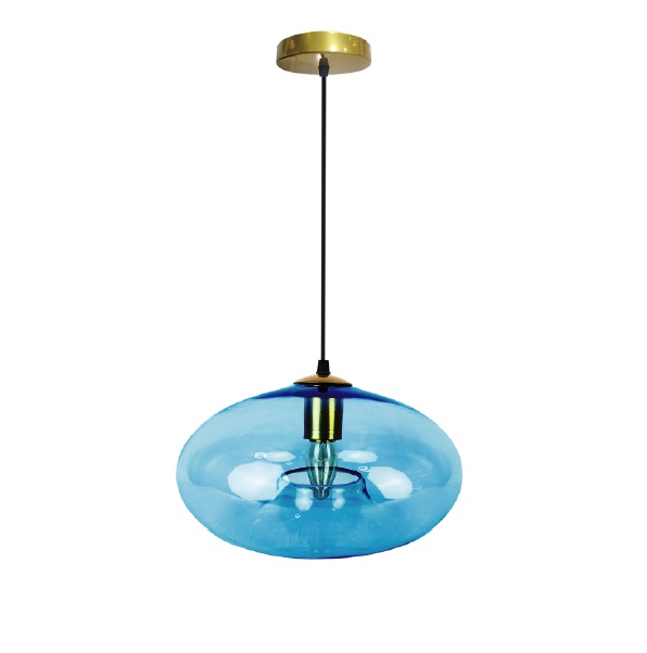 LAMPARA COLGANTE 60W E27 28 X 11.5 X 11.5 CM JUNO GLASS AZUL REF. 00108227 MARCA PIERROT