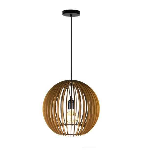 LAMPARA COLGANTE 60W E27 33,5 X 33,5 X 30 CM CAIN WOOD COLOR MADERA REF. 00108304 MARCA PIERROT