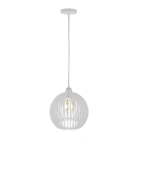 LAMPARA COLGANTE 60W E27 22 X 22 X 20 CM CAIN WOOD COLOR BLANCO REF. 00108345 MARCA PIERROT