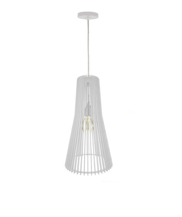 LAMPARA COLGANTE 60W E27 25 X 25 X 45 CM ELI WOOD COLOR BLANCO REF. 00108349 MARCA PIERROT