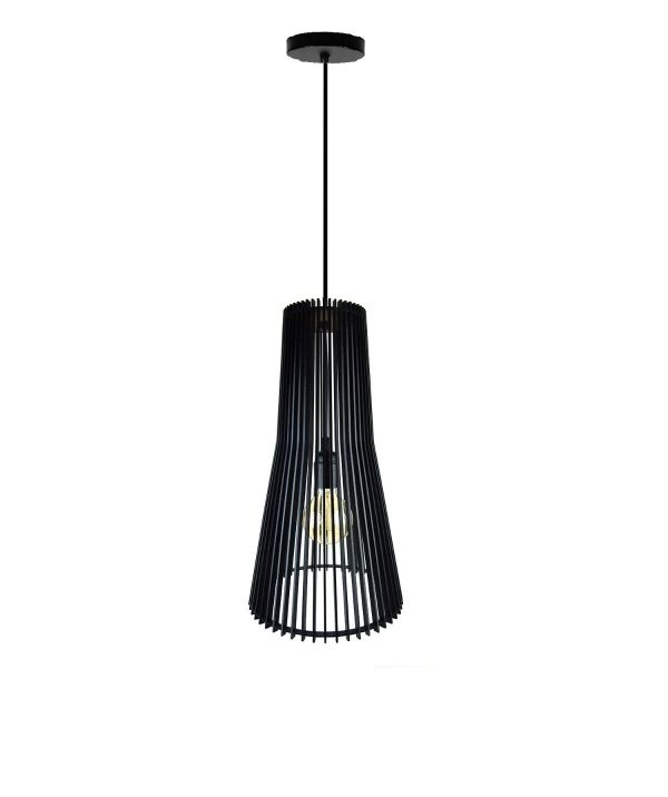 LAMPARA COLGANTE 60W E27 25 X 25 X 45 CM ELI WOOD COLOR NEGRO REF. 00108350 MARCA PIERROT