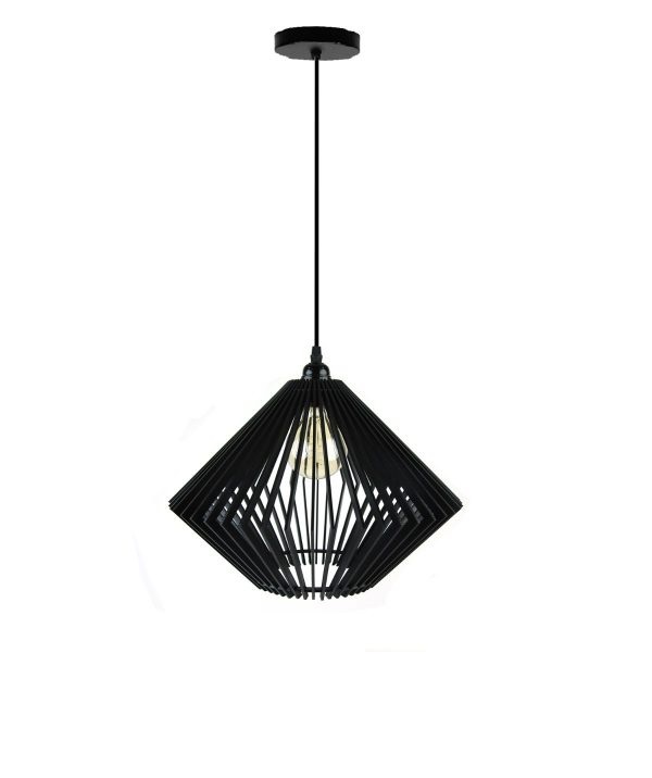 LAMPARA COLGANTE 60W E27 36,6 X 36,6 X 26 CM ARIEL WOOD COLOR NEGRO REF. 00108355 MARCA PIERROT