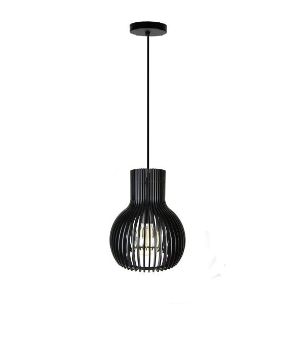 LAMPARA COLGANTE 60W E27 20,8 X 20,8 X 25 CM BOOZ WOOD COLOR NEGRO REF. 00108356 MARCA PIERROT