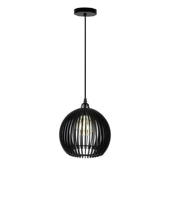 LAMPARA COLGANTE 60W E27 22 X 22 X 20 CM CAIN WOOD COLOR NEGRO REF. 00108357 MARCA PIERROT
