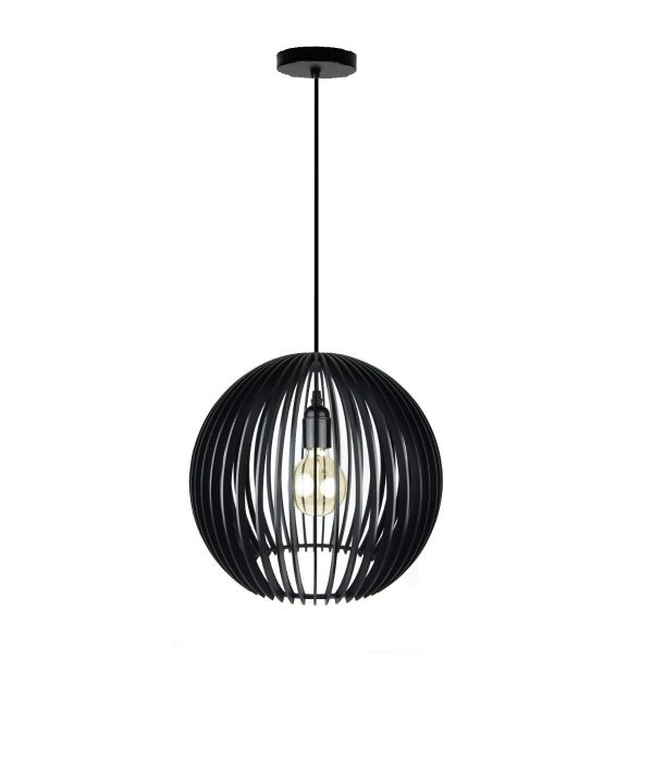 LAMPARA COLGANTE 60W E27 33,5 X 33,5 X 30 CM CAIN WOOD COLOR NEGRO REF. 00108358 MARCA PIERROT