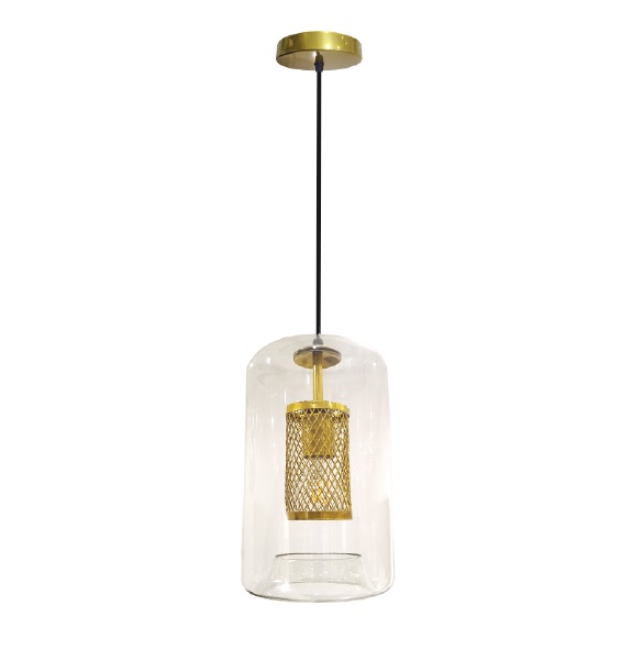LAMPARA COLGANTE 60W E27 31 X 18 X 18 CM ASDIS COLOR DORADO REF. 00110114 MARCA PIERROT