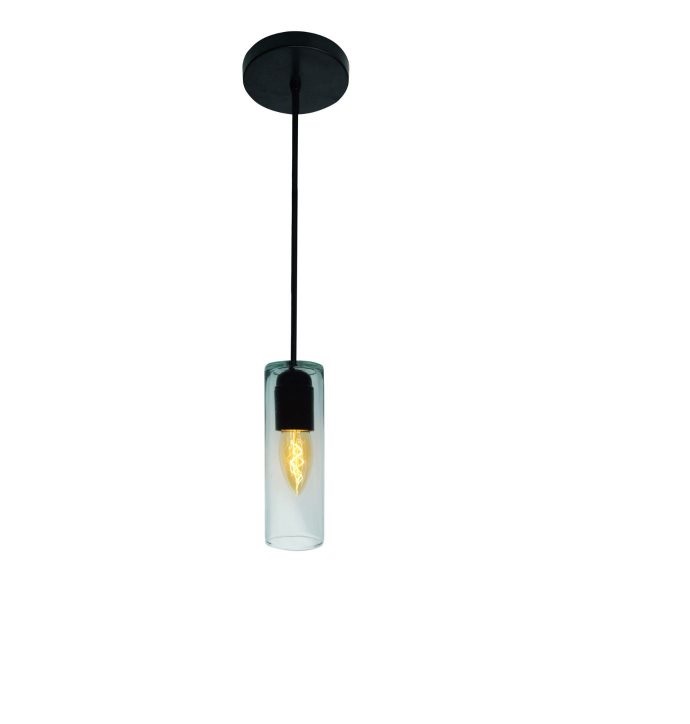 LAMPARA COLGANTE 60W E27 6 X 6 X 17 CM VETRO COLOR NEGRO REF. 00110241 MARCA PIERROT