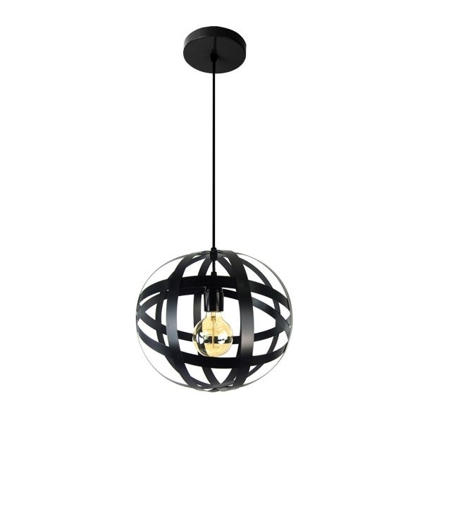 LAMPARA COLGANTE 60W E27 28 X 28 X 27 CM ESFERA COLOR NEGRO REF. 00110295 MARCA PIERROT
