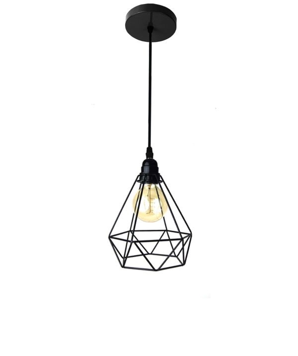 LAMPARA COLGANTE 60W E27 18,5 X 18,5 X 19,5 CM DIAMM COLOR NEGRO REF. 00110301 MARCA PIERROT