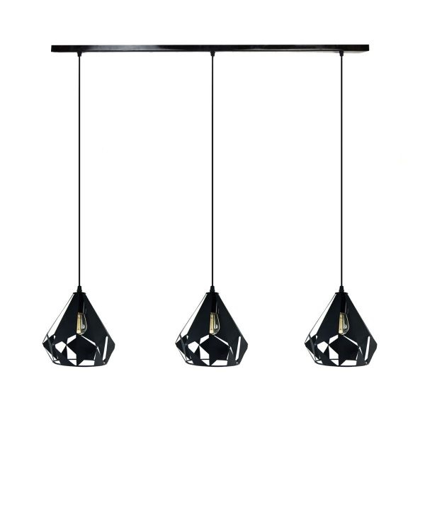 LAMPARA COLGANTE 60W E27 21 X 100 X 21 CM HORUS 3 LUCES COLOR NEGRO REF. 00110338 MARCA PIERROT