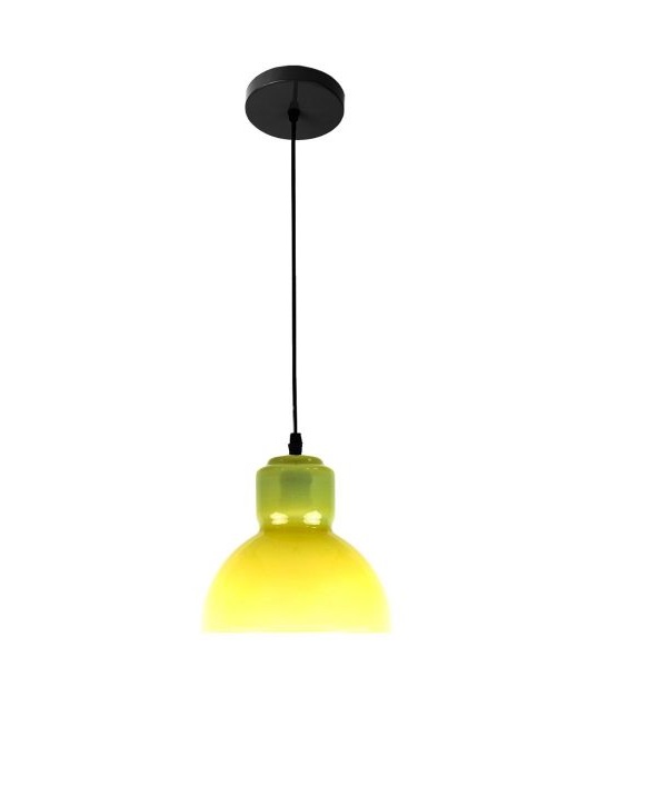 LAMPARA COLGANTE 60W E27 19,5 X 19,5 X 19 CM BELL GLASS COLOR AMARILLO REF. 00110409 MARCA PIERROT