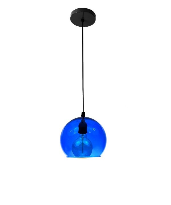 LAMPARA COLGANTE 60W E27 18 X 18 X 15 CM GLOBE GLASS COLOR AZUL REF. 00110411 MARCA PIERROT