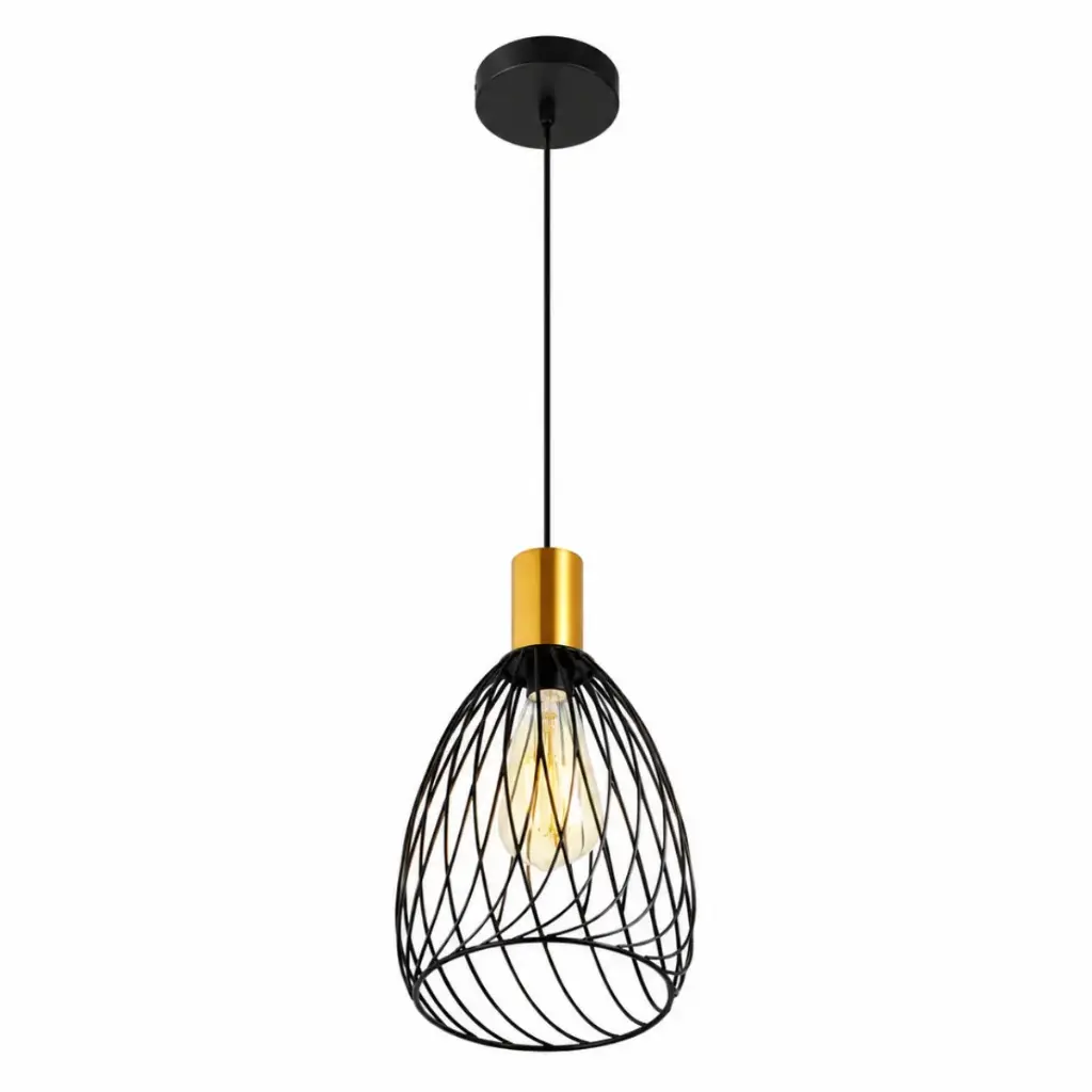 LAMPARA COLGANTE 60W E27 20 X 20 X 25 CM ATRIA COLOR NEGRO-MADERA REF. 00110438 MARCA PIERROT