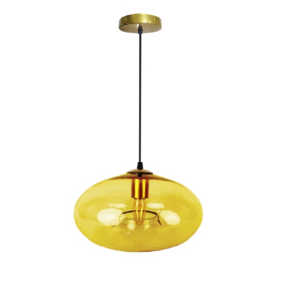 LAMPARA COLGANTE 60W E27 16 X 28 CM JUNO GLASS AMARILLO REF. 00108229 MARCA PIERROT