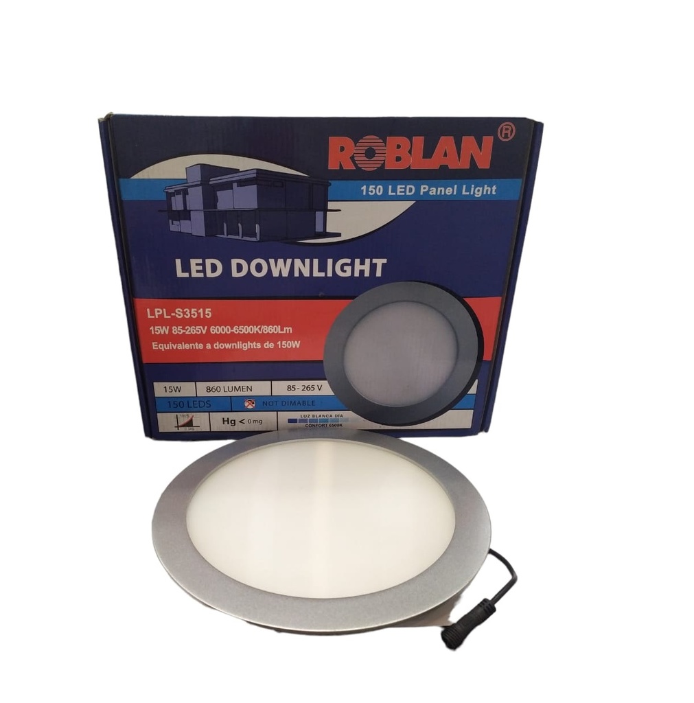 LAMPARA PANEL LED REDONDO 15 W 6.000 K 860 LM REF. LPL-S3515 COD. 008360 MARCA ROBLAN
