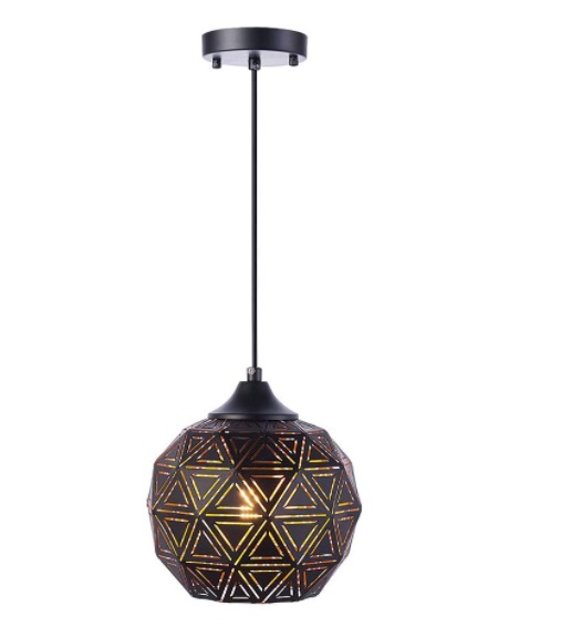 LAMPARA COLGANTE DE TECHO E27 120V MAX. 60W GLOBO METAL NEGRO REF. X002X5N11L MARCA SYDTOP