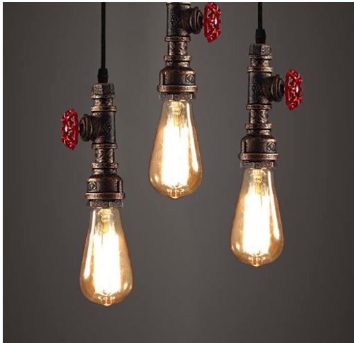 LAMPARA COLGANTE DE TECHO TUBO ANTIGUO DE BRONCE RUST. E27 MAX 40W S/BOMB REF. LIG2358 MARCA WINSOON