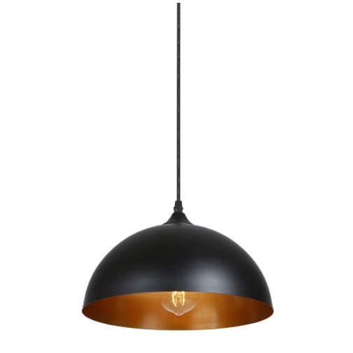 LAMPARA COLGANTE DE TECHO MOD. GLOBO METAL NEGRO / DORADO REF. LT057US / X002IUMZXL MARCA TOMSHINE