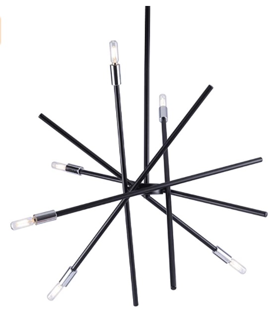 LAMPARA COLGANTE DE TECHO MOD. CONTEMPORANEA 6 LUCES 60 W E12 NEGRO REF. X002IAE3Y5 MARCA VILUXY