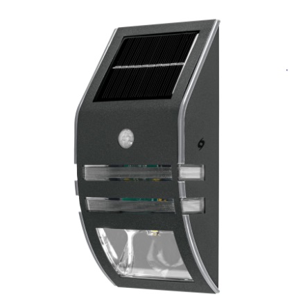 LAMPARA EXTERNA 2 LED 22 LM C/PANEL SOLAR CON SENSOR MOV. MOD.ARB-701L REF.46362 MARCA VOLTECK