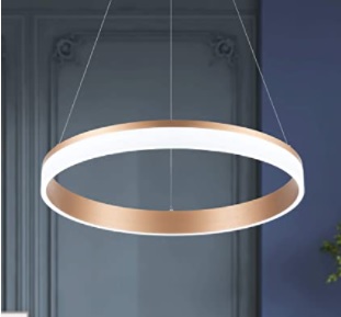 LAMPARA DE TECHO COLGANTE LED 1 ARO 36 W 110V DIMEABLE COLOR DORADO REF.LC-011-AC15-3 MARCA WELAKI