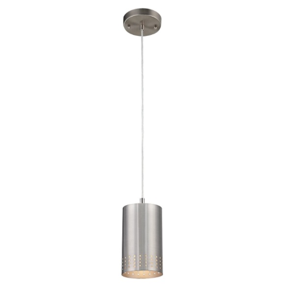 LAMPARA COLGANTE CILINDRICO PERFORADA COLOR NIQUEL CEPILLADO REF. 61012 MARCA WESTINGHOUSE