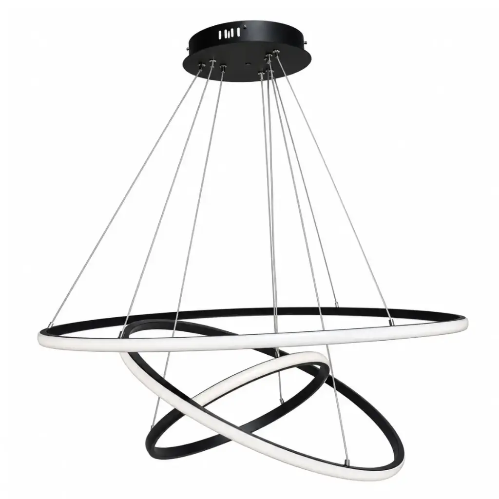 LAMPARA COLGANTE LED 113W 80+60+40 SWIRL LUZ FRIA EXT/ LUMINOSO COLOR NEGRO REF. 1584 MARCA ZAXON