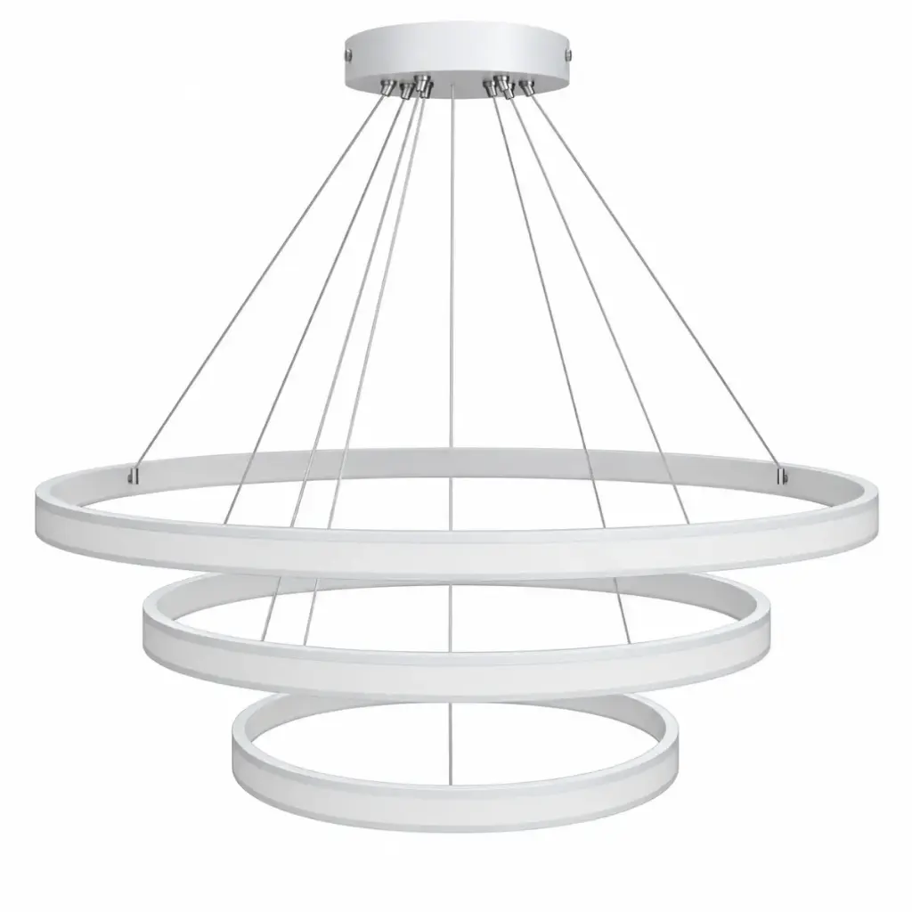 LAMPARA COLGANTE LED 152W 100+80+60 ANILLOS LUZ FRIA D/ ILUMINACION COLOR PLATA REF.1594 MARCA ZAXON