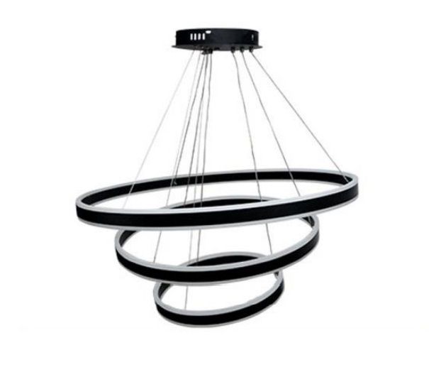 LAMPARA COLGANTE LED 226W 80+60+40 ANILLOS LUZ FRIA D/ ILUMINACION COLOR NEGRO REF. 1596 MARCA ZAXON