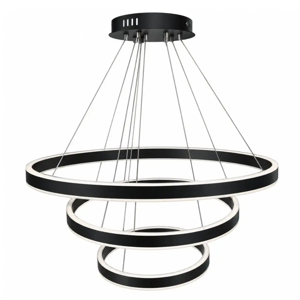 LAMPARA COLGANTE LED 226W 80+60+40 ANILLOS LUZ FRIA D/ ILUMINACION COLOR NEGRO REF. 1596 MARCA ZAXON