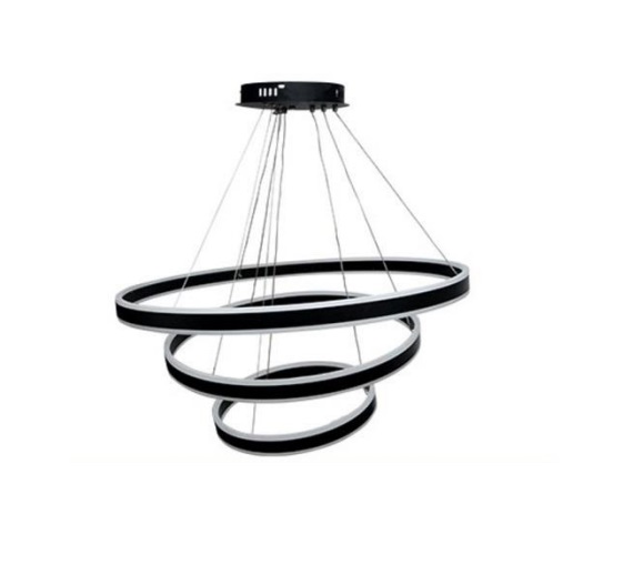 LAMPARA COLGANTE LED 302W 100+80+60 ANILLOS LUZ FRIA D/ ILUMINACION COLOR NEGRO REF.1597 MARCA ZAXON