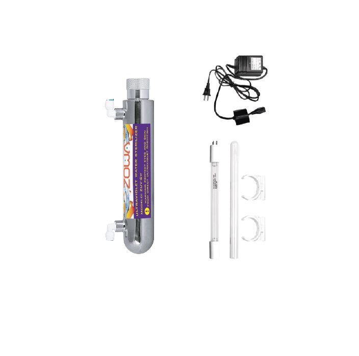 LAMPARA UV 6W 1 GL ACCION BACTERIOLOGICA CARCASA ACERO INOX. BOMBILLO+CUARZO BALASTO 120V MARCA ZOWA