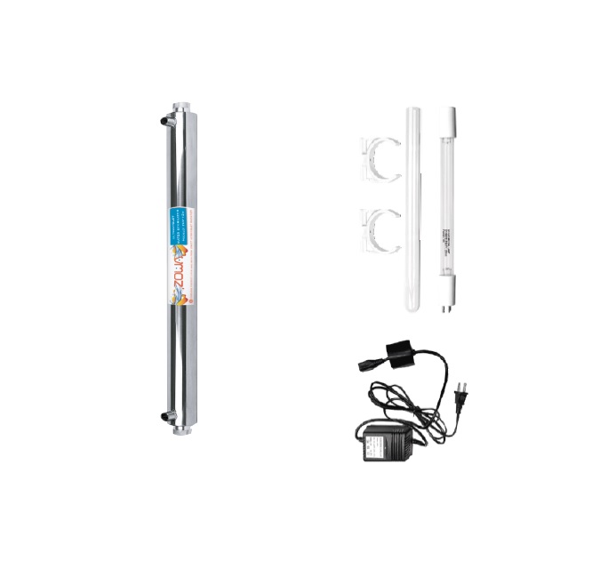 LAMPARA UV 25W 6 GL ACCION BACTERIOLOGICA CARCASA ACERO INOX. BOMBILLO+CUARZO BALASTO 120V ZOWA