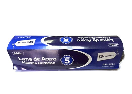 LANA DE ACERO N° 5 DE 400 GR REF. GRI-1511 MARCA BELT-G