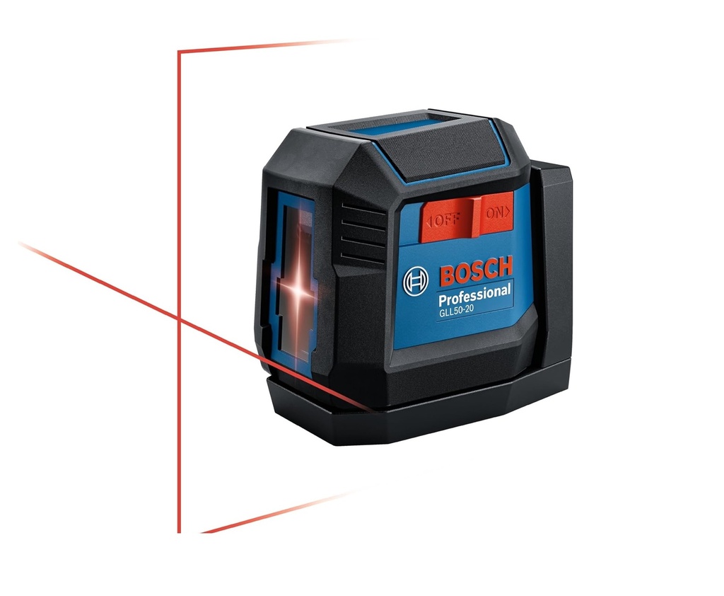 NIVEL LASER LUZ ROJA CRUZADA SERIE HASTA 15 MTS PRECISION +-8 MM IP54 USA BATERIA AA REF. GLL50-20 BOSCH