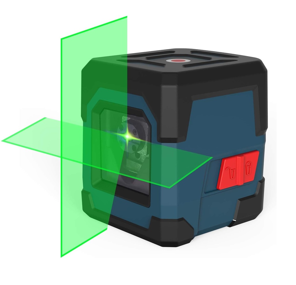 NIVEL LASER LUZ VERDE HORIZONTAL-VERTICAL 360° HASTA 5 MTS USA BATERIA AA REF. LV1G ROCKSEED