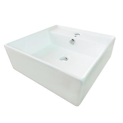 LAVAMANOS CUADRADO DE SOBREPONER CON HUECO 41.5 CM X 41.5 CM X 15 CM BLANCO REF. LAVCUSOM01 MARCA BM