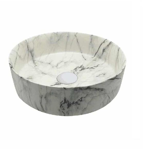 LAVAMANOS REDONDO DE SOBREPONER 35.5 CM X 35.5 CM X 12 CM LINEA MARBLE REF. KU-3434-M805 MARCA KUBO