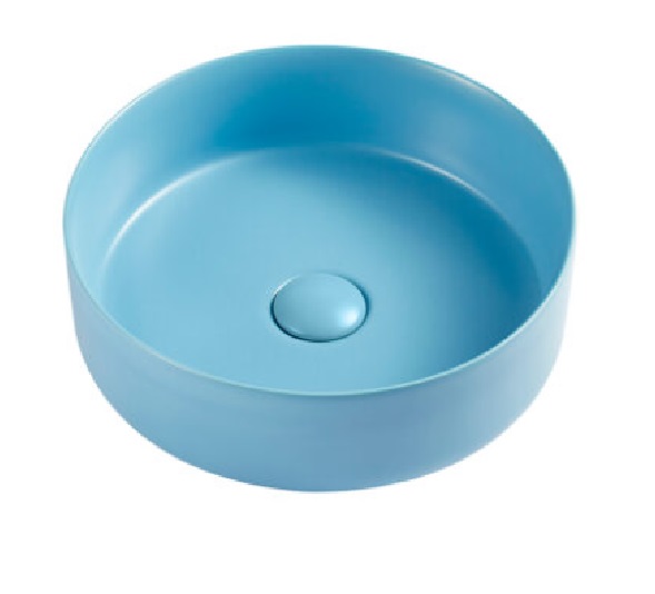 LAVAMANOS REDONDO AZUL 355 MM X 355 MM X 120 MM TIPO SOBRE TOPE REF. KU-3134-MBL MARCA KUBO