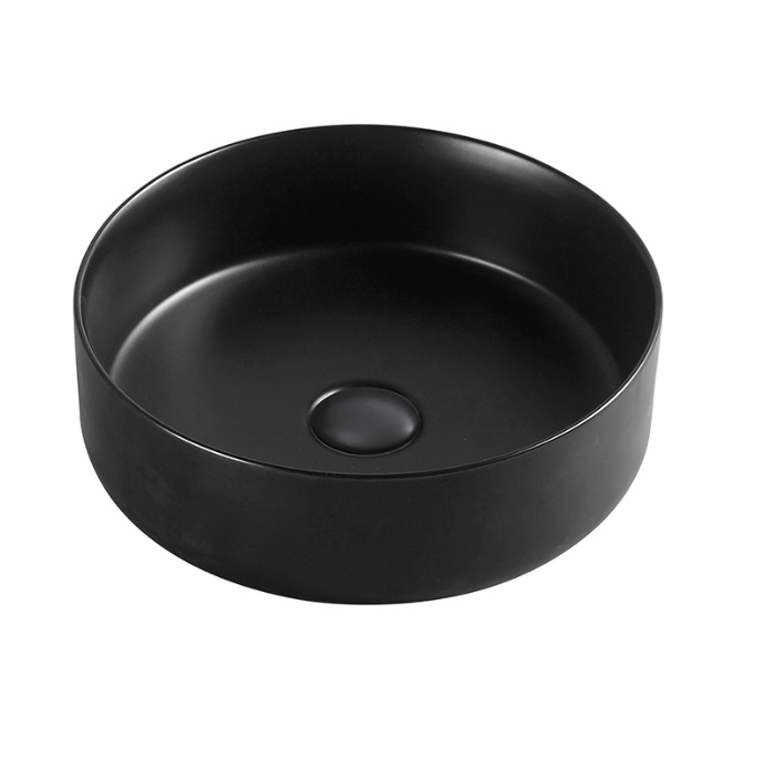 LAVAMANOS REDONDO DE SOBREPONER 35.5 CM X 12 CM CORAL NEGRO MATE REF. KU-3434-MB MARCA KUBO
