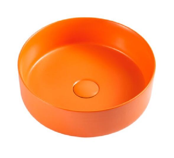 LAVAMANOS REDONDO NARANJA 355 MM X 355 MM X 120 MM TIPO SOBRE TOPE REF. KU-3134-MO MARCA KUBO