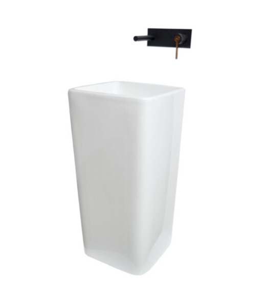 LAVAMANOS DE PEDESTAL CUADRADO 40 X 40 X 85 CM SIN PERFORACION COLOR BLANCO REF. KU-7020 MARCA KUBO