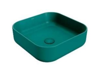 LAVAMANOS CUADRADO DE SOBREPONER 39 CM ART SQUARE FINECRAFT CHROME GREEN REF. NVLAV7787 MARCA NOVA