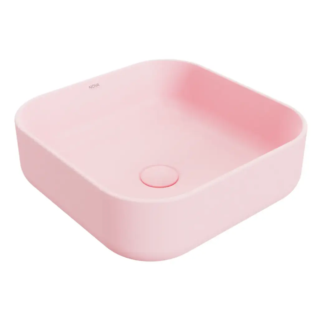 LAVAMANOS CUADRADO DE SOBREPONER 39 CM ART SQUARE CANDY PINK / ROSADO REF. NVLAV7789 MARCA NOVA