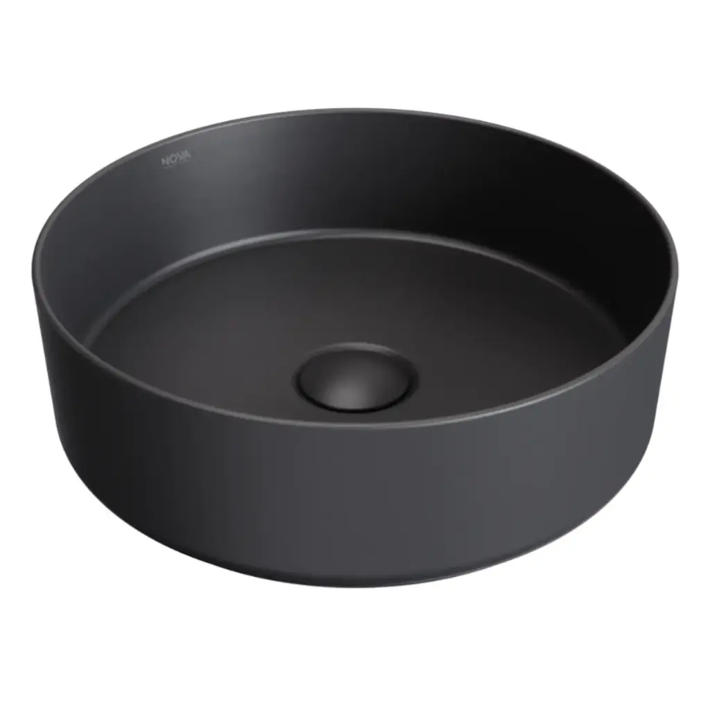 LAVAMANOS REDONDO DE SOBREPONER 35CM X 18CM ART ROUND FINECRAF NOIR / NEGRO REF.NVLAV7733 MARCA NOVA