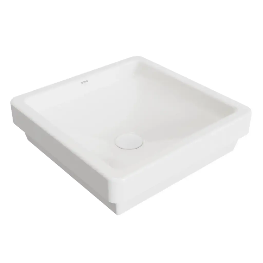 LAVAMANOS CUADRADO DE SOBREPONER 39 CM ART Q FINECRAFT BLANCO BRILLANTE REF. NVLAV7741 MARCA NOVA