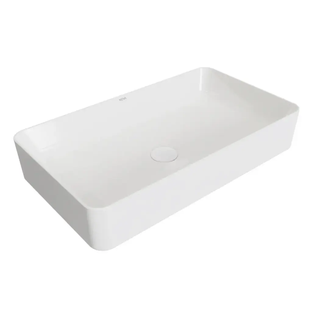 LAVAMANOS RECTANGULAR DE SOBREPONER 60CM ART SQUARE FINECRAFT BLANCO BRILLANTE LAV7781 MARCA NOVA