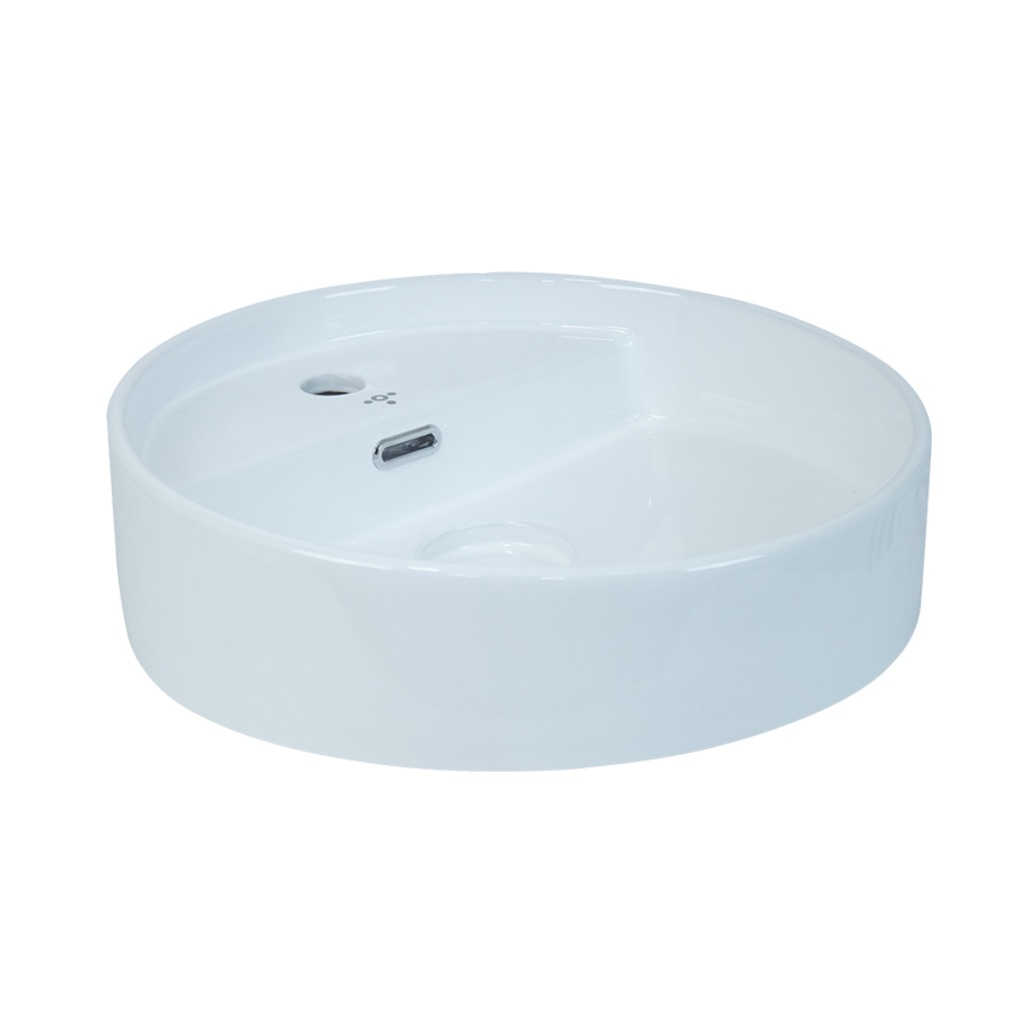 LAVAMANO REDONDO SOBRE TOPE ETERNITY 46 CM X 46 CM X 18 CM BLANCO REF. 3100150EZ MARCA TORRENTI