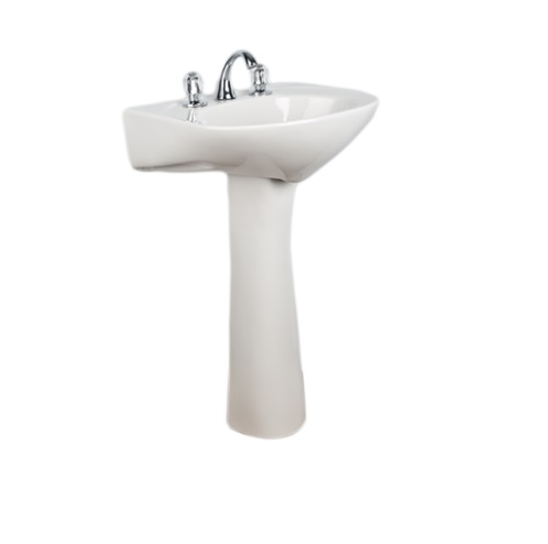 LAVAMANOS CON PEDESTAL SERIE POMPANO / PREPONCHADO A 4"- 8" COLOR BLANCO COD. CS0066251321CV MARCA VENCERAMICA